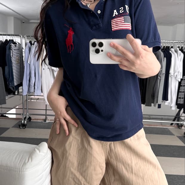 폴로 랄프로렌 USA 성조기 빅포니 카라 티셔츠