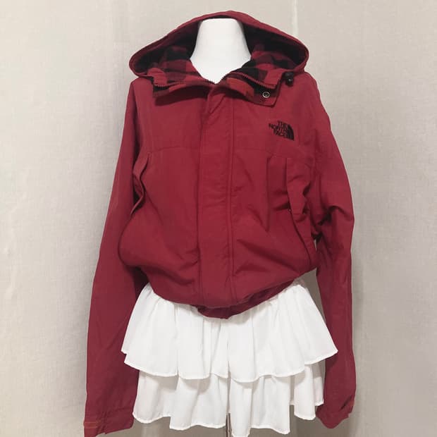 노스페이스 레드 체크 겨울 점퍼 XL