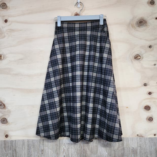 126) 체크 A라인 롱 스커트
