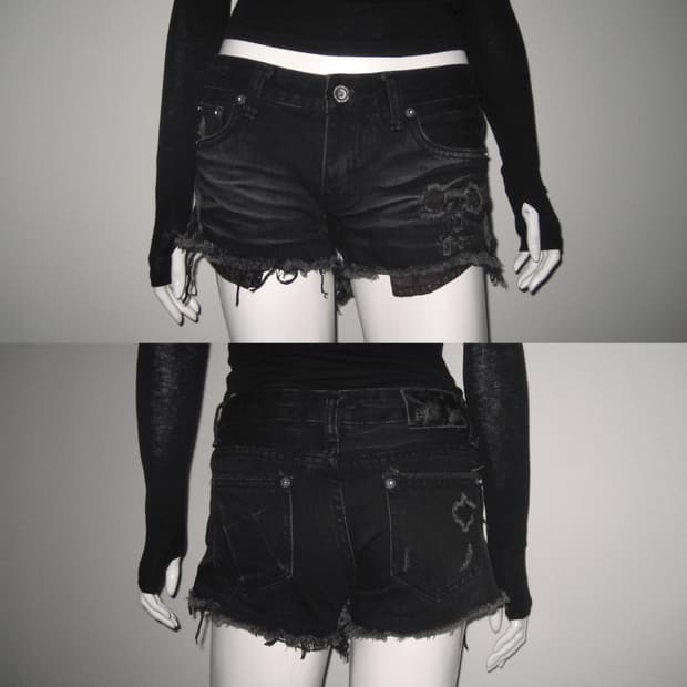 펑크 흑청 팬츠 반바지