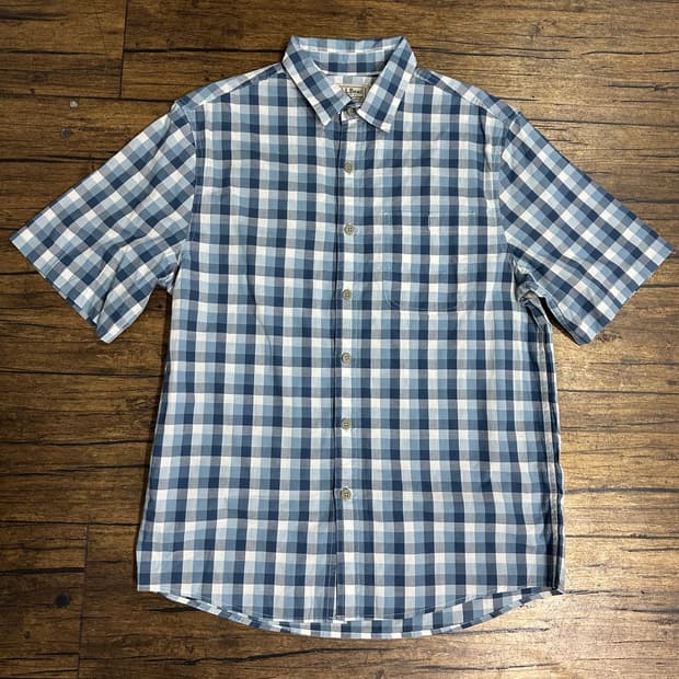 L.L.Bean 깅엄체크 반팔 셔츠 M 새제품