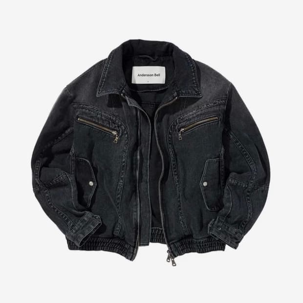 [앤더슨벨] 포인트 데님 블루종 자켓 (블랙/XL)