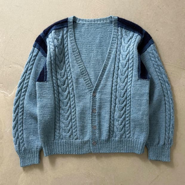 90s Vintage Cable Wool Knit Cardigan