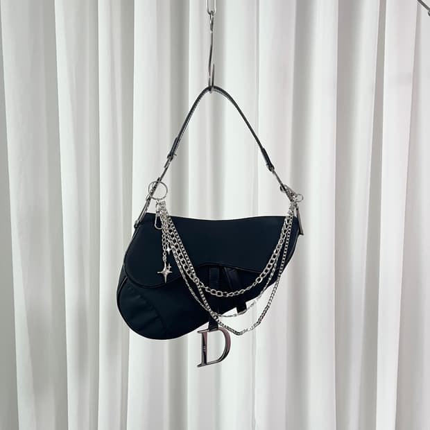 크리스찬 디올 2002 새들백 블랙 숄더백