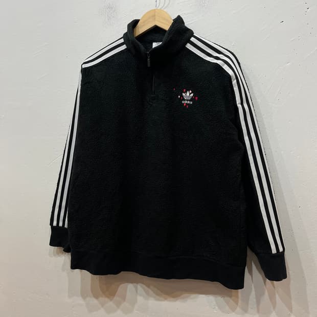 아디다스 하트 파이어버드 풀오버 하프집업 플리스 블랙