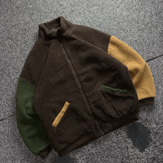 퍼스텝 오버핏 배색 플리스 점퍼 3636