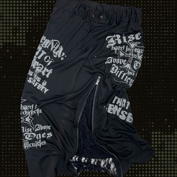 printing half lace zip-up long skirt