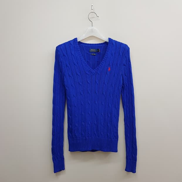 폴로 랄프로렌 피마코튼 케이블 브이넥 니트 S사이즈