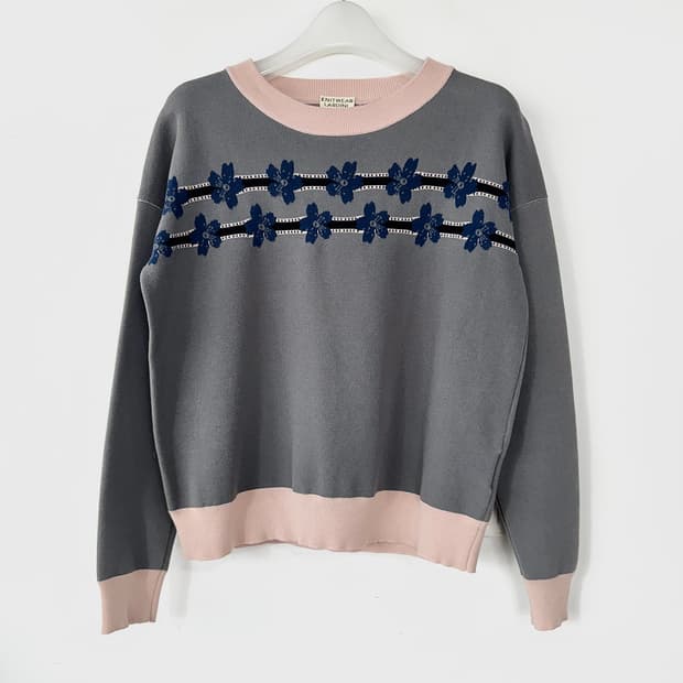 라르디니 배색 포인트 니트 탑