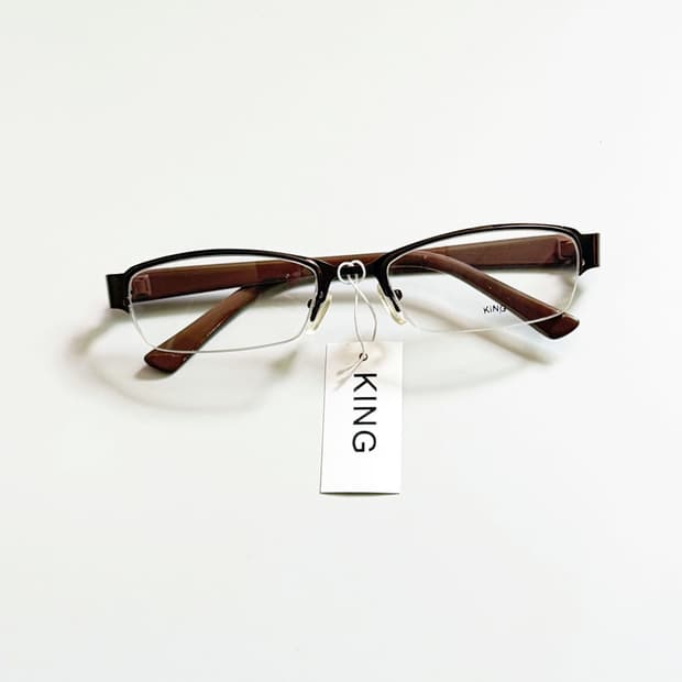 90s KING 브라운 메탈 반무테 프레임 빈티지 안경