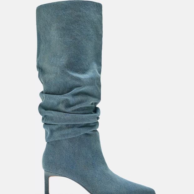 자라 셔링 데님 부츠