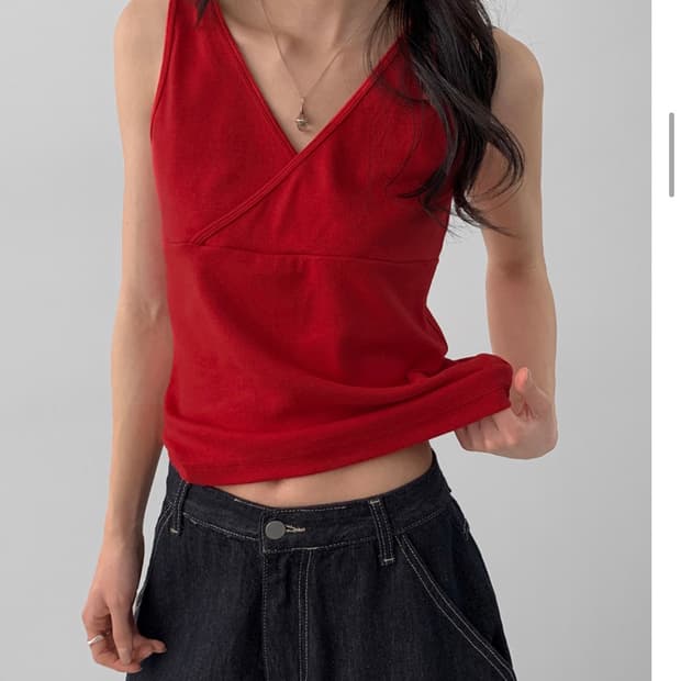 매니크 티어넌 레이어드 브이넥 나시