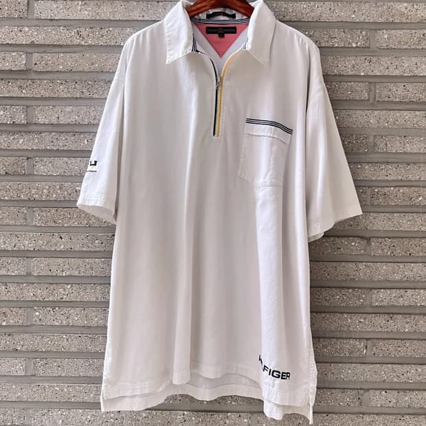 [XL]90's 타미힐피거 싱글포켓 하프 집업 셔츠