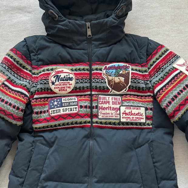 빈티지 지프 니트 패딩