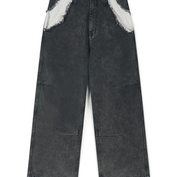 샵페어리 cut-off denim maxi pants (black)