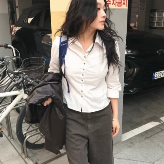 스트라이프 7부셔츠