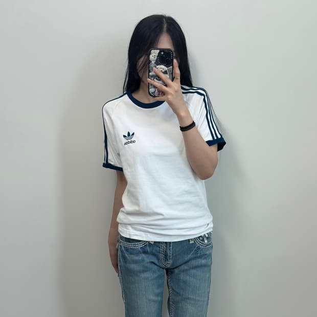 아디다스 3s 화이트 링거 반팔 티셔츠