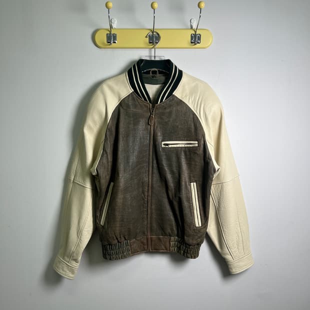 90's 조지 타운 레더 빈티지 레더 바시티 자켓 S