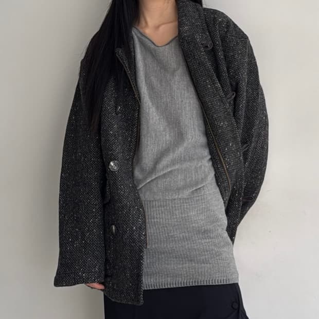 헤링본 울 아우터 차콜(M)