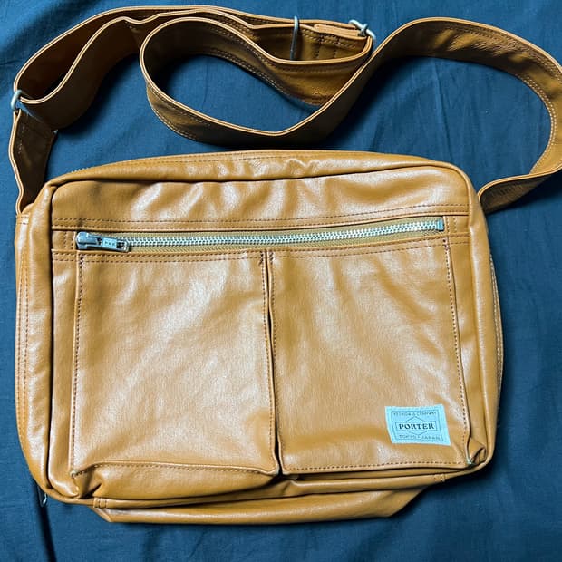 포터 프리스타일 숄더백 라지 카멜