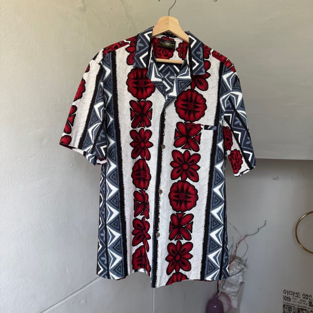 하와이안 코튼 패턴 셔츠