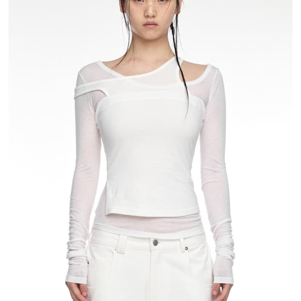 (새상품)나체 MIXED LAYERED LONG SLEEVE IVORY 