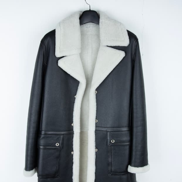 스페인 메리노 무스탕 시어링 하프 코트