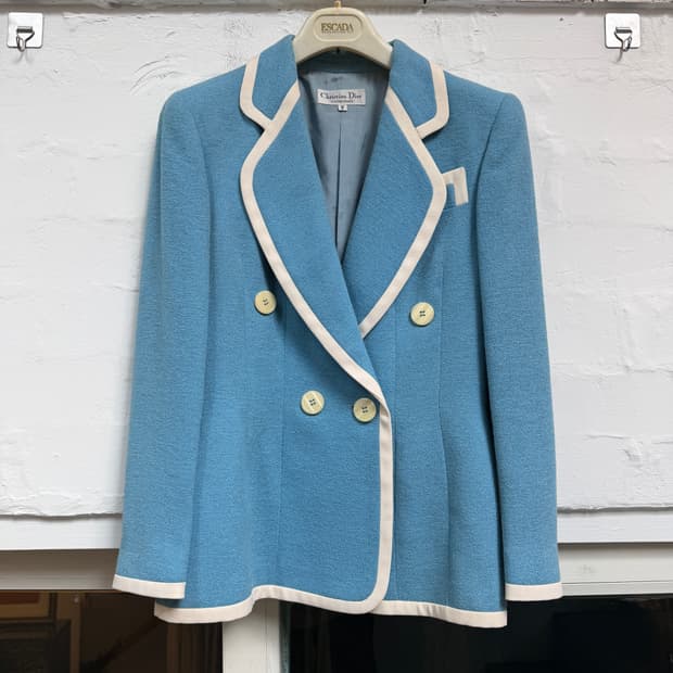 Christian Dior 크리스찬 디올 빈티지 울 블루 블레이저 42