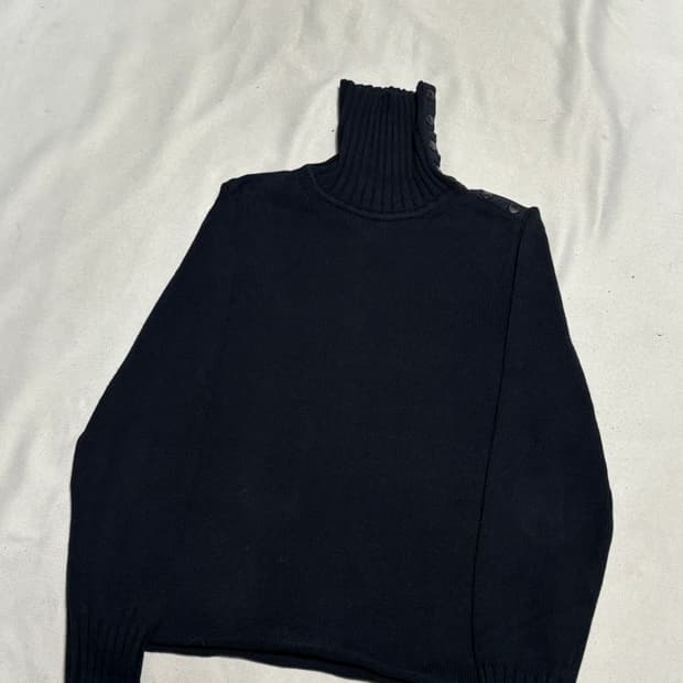 L 버버리 블랙 목폴라 코튼 니트