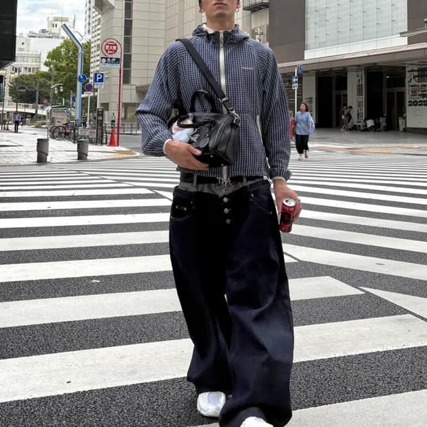 오와이 레이어드 진청바지