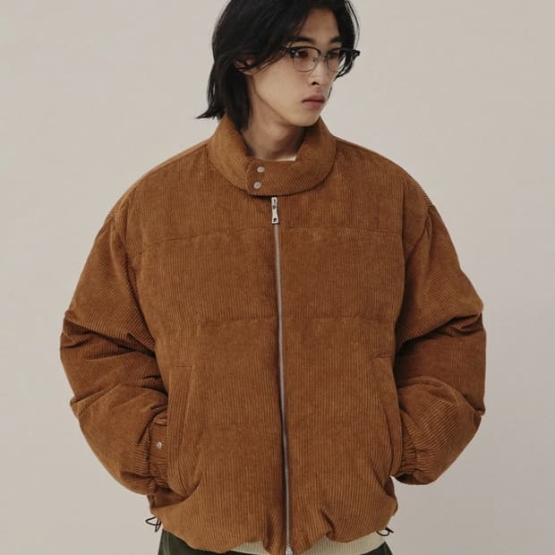 키뮤어 코듀로이 덕다운 헤링턴 패딩
