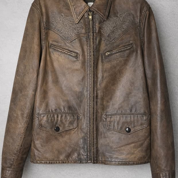 RRL 임브로이더 레더자켓 M