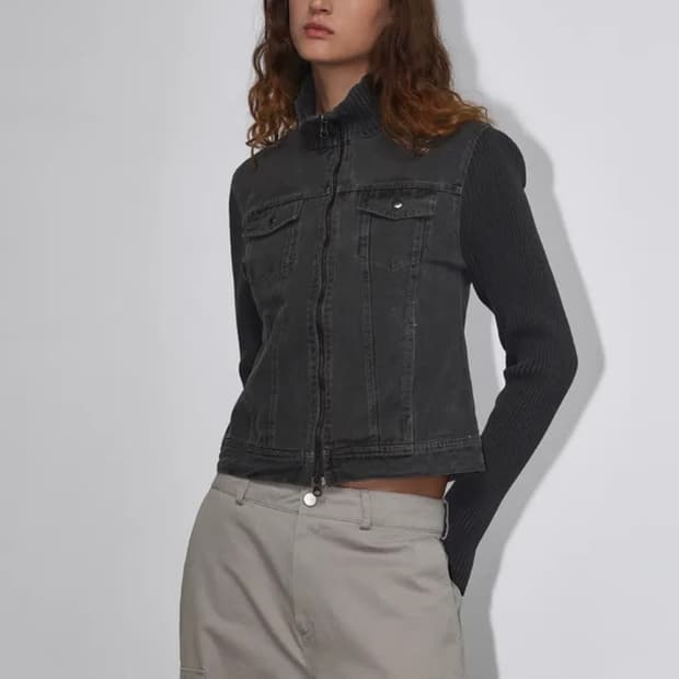 블랙업 틴거 니트 자켓