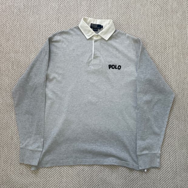 폴로 랄프로렌 그레이 로고 카라 긴팔티셔츠 