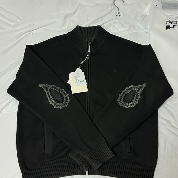 [3]폴리테루 트랙 니트 집업 차콜