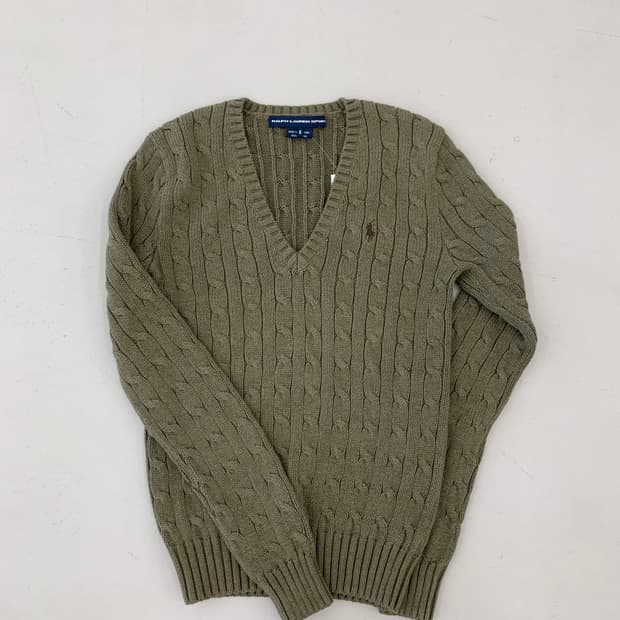 폴로 랄프로렌 스포츠 브이넥 케이블 니트 S