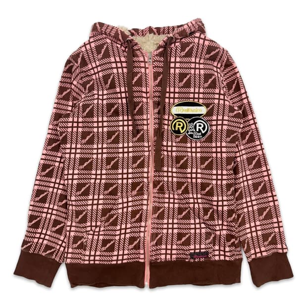 빈티지 RealBvoice 핑크브라운 패치 후드집업