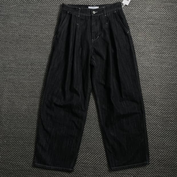 Xerobnr 블랙 투 턱 와이드 데님 팬츠o 4019