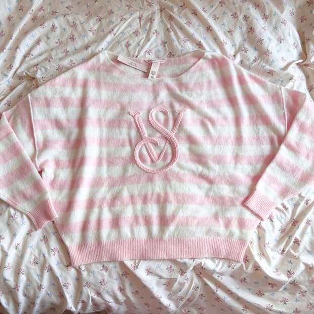 빅토리아 시크릿 핑크 스트라이프 니트 히메 갸루 가오리 여리 하찌 폭닥