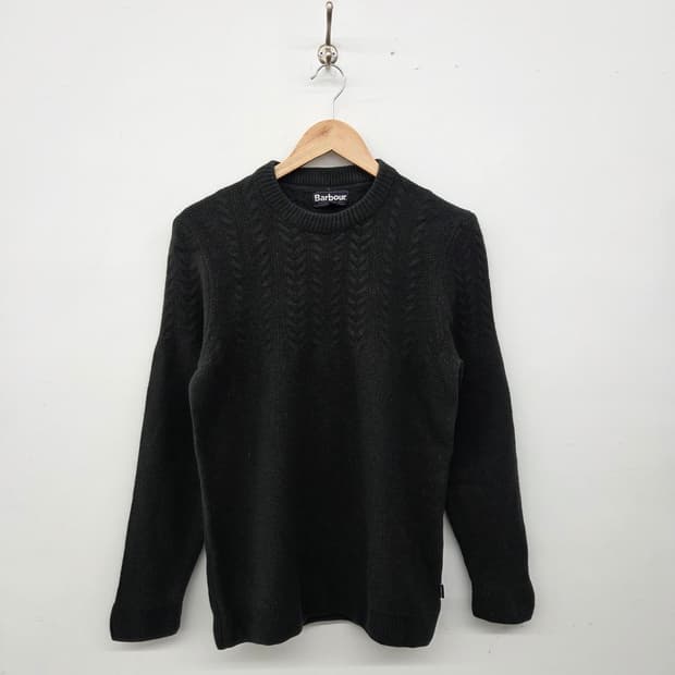 바버 블랙 케이블 니트 스웨터 남성 L