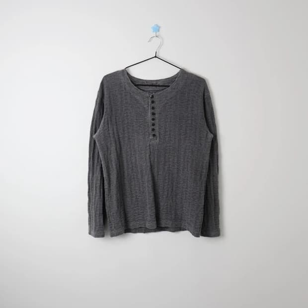 Spinns Textured Henley Neck Long Sleeve