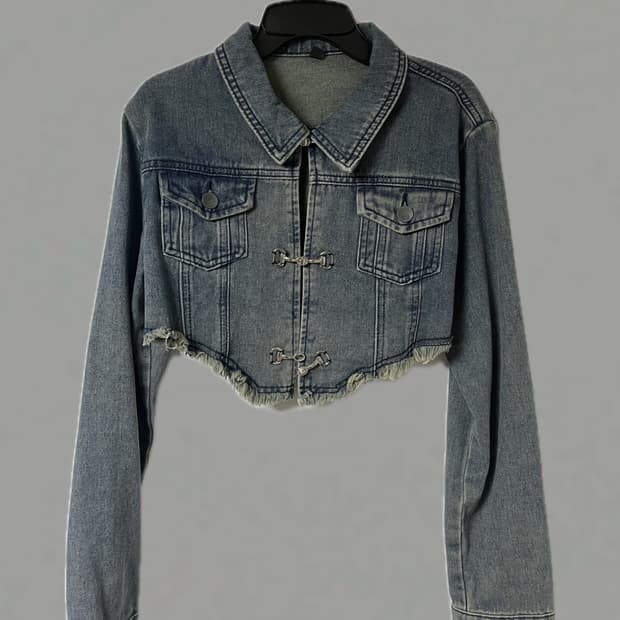 빈티지 크롭 청자켓