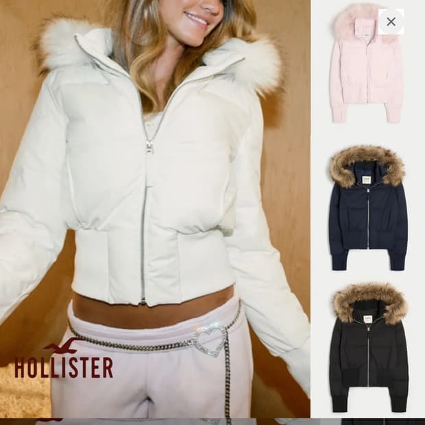 (교환) 홀리스터 퍼 트림 푸퍼 봄버 자켓 숏