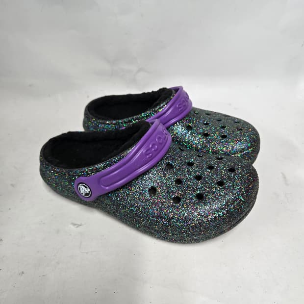 거의새신발)크록스 글리터 털 실내화 퍼플J2 210mm