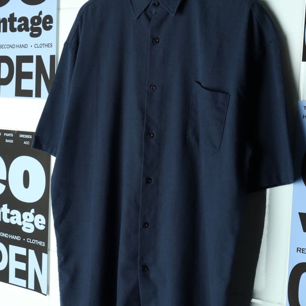 (XL-2XL) 브랜드빈티지 반팔 카라 티셔츠 네이비 미니멀-H31825