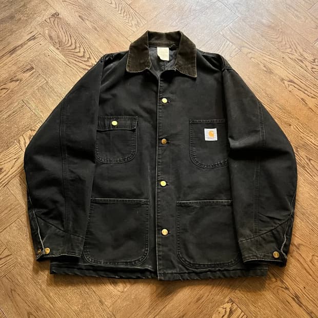 [XL]90's 칼하트 유니온메이드 USA 미시간 블랙 초어 자켓