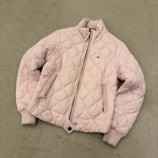 타미힐피거 핑크 퀼팅 패딩