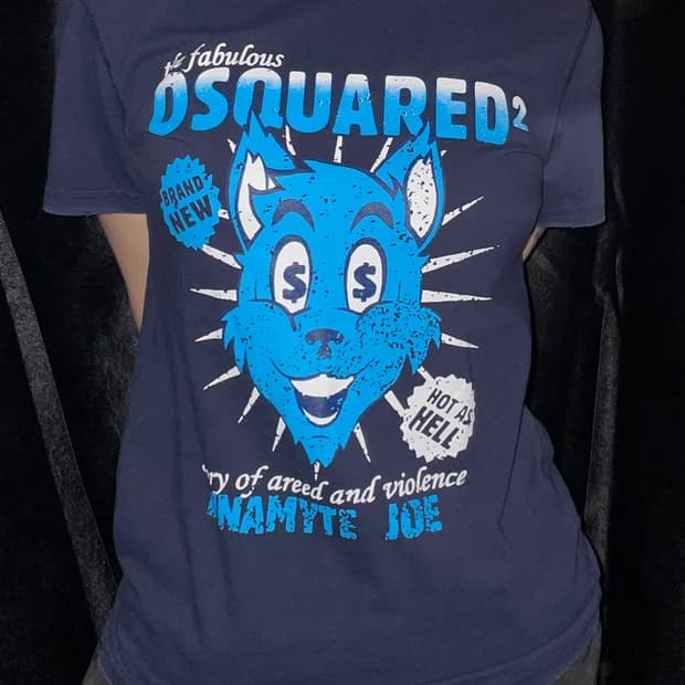 디스퀘어드2 네이비 반팔 티셔츠