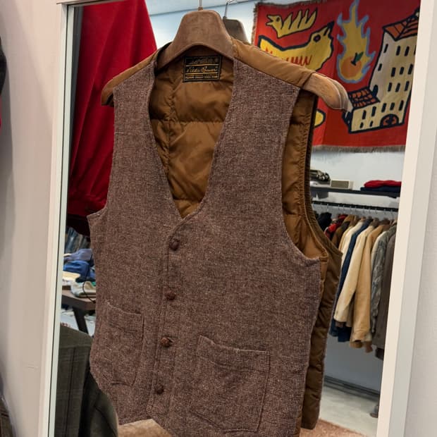 80s Eddie Bauer 에디바우어 구스다운 트위드 베스트