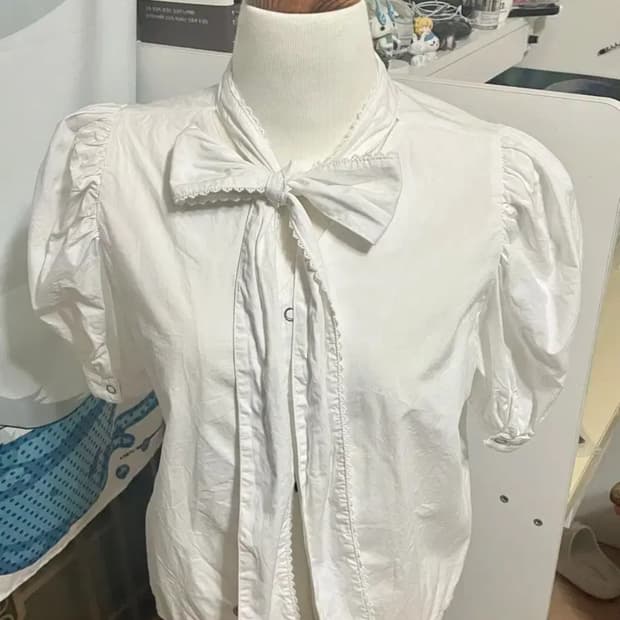 갸루 양산형 지뢰계 일본 빈티지 반팔 리본 블라우스 